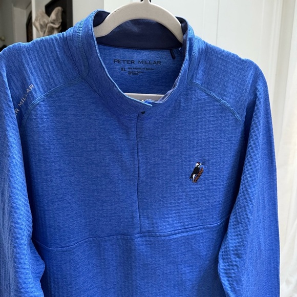 Peter Millar mens XL royal blue quarter zip golf pullover athletic travel wear - Picture 3 of 11